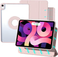 ZENLU iPad Air 10.9/11 inch Case with Removable Magnetic Folio Cover, Premium PU Leather, Multiple Angles Stand, Pencil Slot Charging Support, Full Protective Case for iPad Air 7 6 5 4 Gen (Pink)