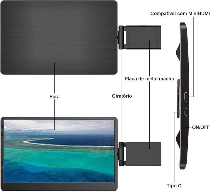 Anvazise Laptop Monitor Extender, 11.6/14.1 inch Portable Monitor Dual Screen External Second Monitor 1920×1080 FHD IPS,USB-C/HDMI,Plug and Play,for Laptop Notebook (11.6 inch)