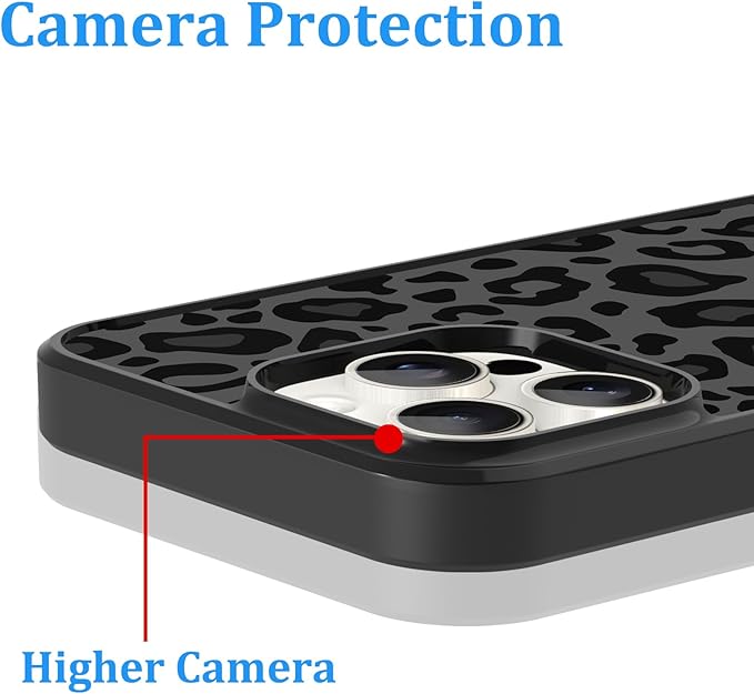 KANGHAR Case Compatible with iPhone 16 Plus,Black Leopard Design,Tire Texture Non-Slip +Shockproof Rugged TPU Protective Case for iPhone 16 Plus 6.7 Inch