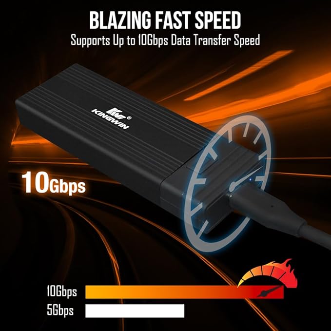 Kingwin M.2 NVMe SSD Enclosure USB-C 3.2 Gen 2 with Card Reader & USB Hub – 10Gbps External SSD Adapter for M-Key/B+M Key NVMe Drives