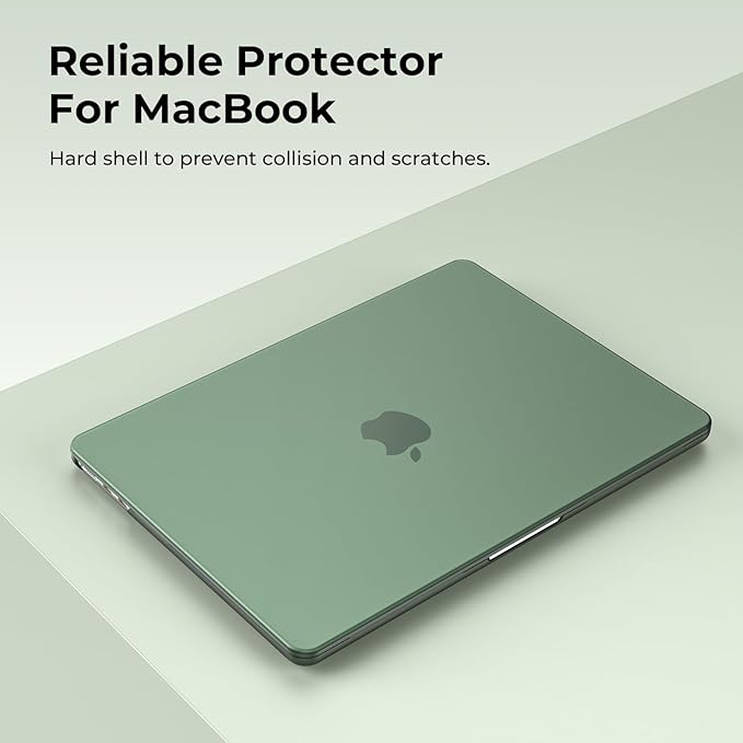 EooCoo Case Compatible with MacBook Air 13 inch M5 2026-2022 M4 M3 M2 A3449 A3240 A3113 A2681, Matte Hard Shell Scratch Resistant Protective Cover Compatible for MacBook Air 13.6 inch, Midnight Green