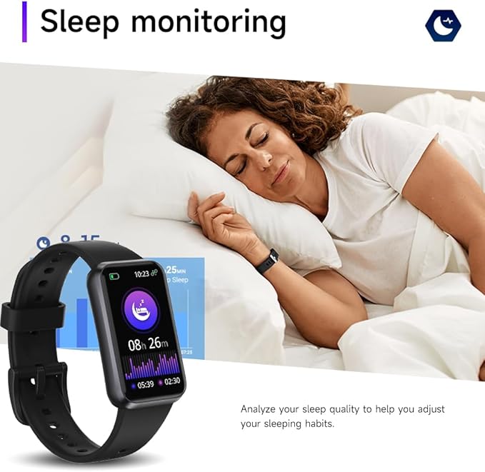 Fitness Trackers,Blood Oxygen Heart Rate Sleep Monitor,1.47‘’ OLED Display,Smart Band 24/7 Health Monitoring,Calorie Pedometer Steps Counter Activity watchs/Notifications(Black)