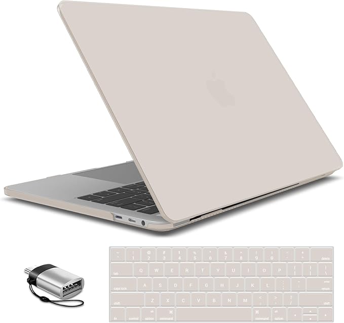 IBENZER Compatible with MacBook Pro 15 Inch Case 2019 2018 2017 2016 A1990 A1707, Hard Shell Case with Keyboard Cover & Type C Adapter for Mac Pro 15 Touch Bar, Rocky Gray, T15RKGY+1TC