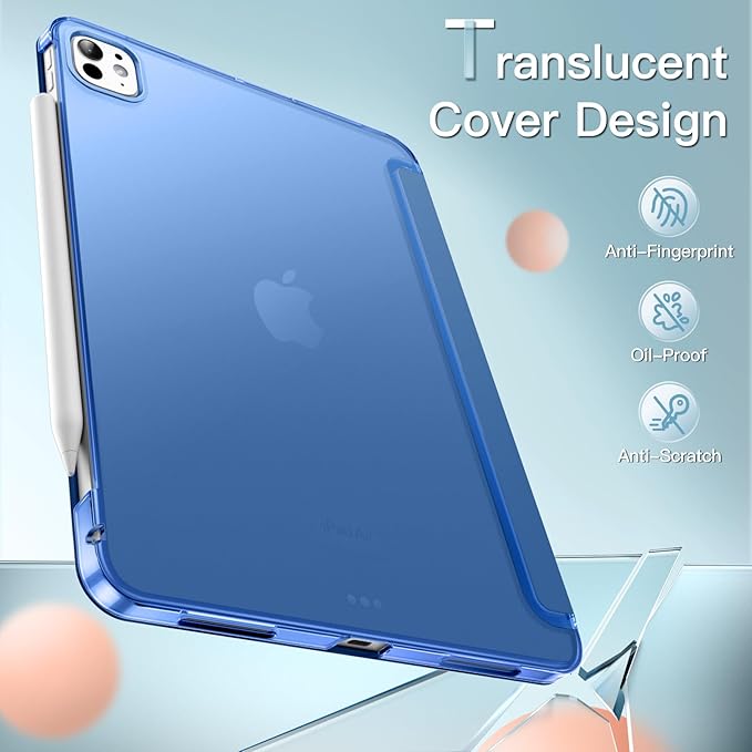 JETech Case for iPad Pro 11-Inch M5/M4 2025/2024 (6th/5th Generation), Slim Stand Hard Back Shell Smart Cover with Auto Wake/Sleep (Navy)