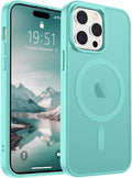SUPFINE Magnetic for iPhone 14 Pro Max Case (Compatible with MagSafe) (Military Grade Drop Protection) Translucent Matte Shockproof Phone Cover,Blue Green