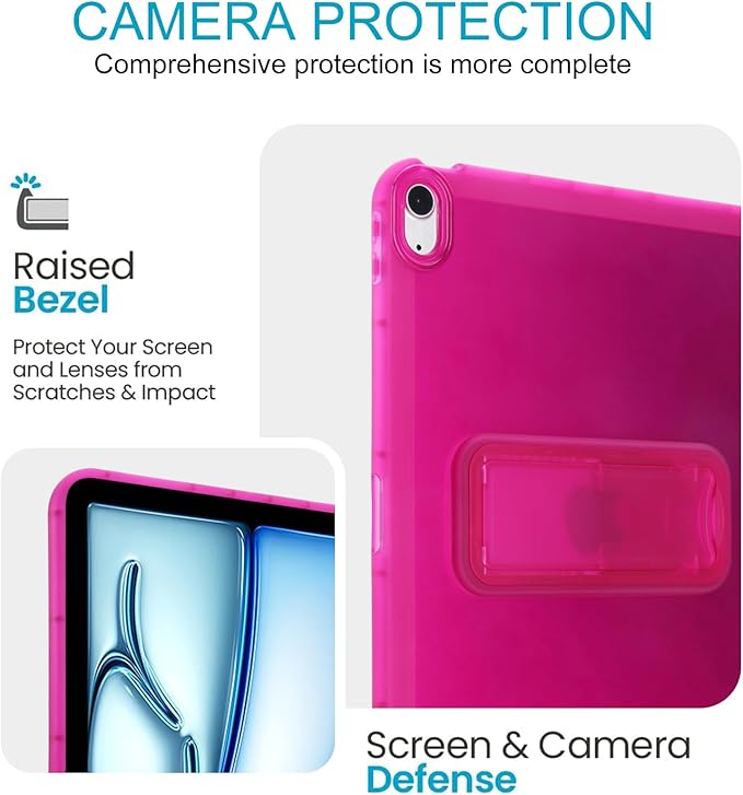 Slim Case for iPad Air 11-inch M4/M3/M2 (2026/2025/2024), Built-in Kickstand Non-Slip Shockproof Rugged Protective for Women Men, Rose