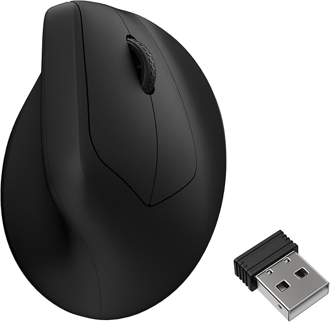 Keychron M5 Wireless Ergonomic Mouse, 8000Hz Tri-Mode 2.4 GHz/Bluetooth 5.1/Wired, PixArt 3950 Sensor, 30000 DPI, Ergonomic Lightweight Programmable Macro Button for Windows PC/Mac - Black