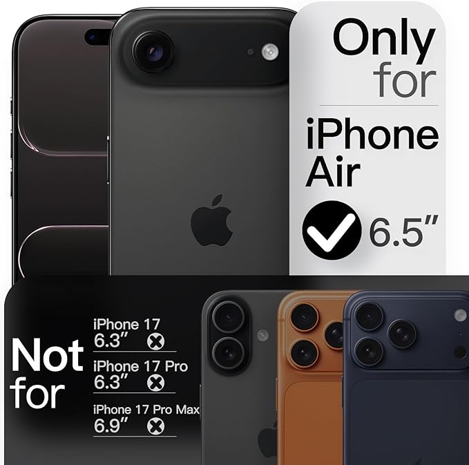 JETech Magnetic Slim Case for iPhone Air, Compatible with MagSafe, Ultra-Thin Lightweight Minimalist Phone Cover with Matte Finish and Full Camera Lens Protection, 6.5-Inch Display (Black)
