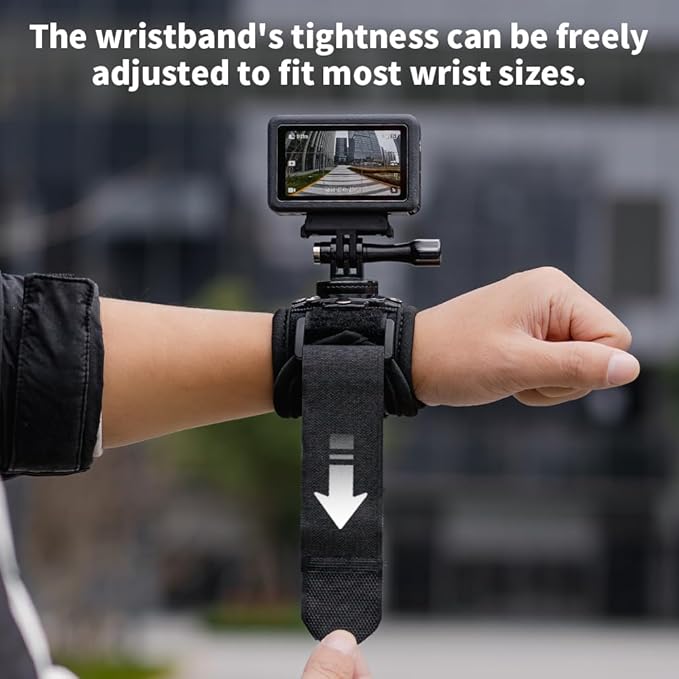 Wrist Strap Mount, 360° Rotating Arm Mount Strap Compatible with GoPro Hero 13/12/11/10/9/8/7//6/5 Black,DJI Action 6/5 pro/4/3,Insta 360 ONE R,AKASO/Campark and More Action Cameras