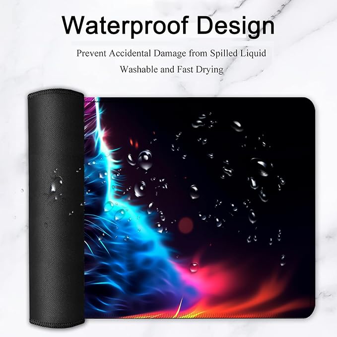 Large Mouse Pad, 31.5 x 11.8in Extended Gaming Mouse Pad with Stitched Edges, XXL Mousepad Protector Non Slip Rubber Base for Office and Home Writing Mat, Cat Cute Animal Pattern Black Desk Mat