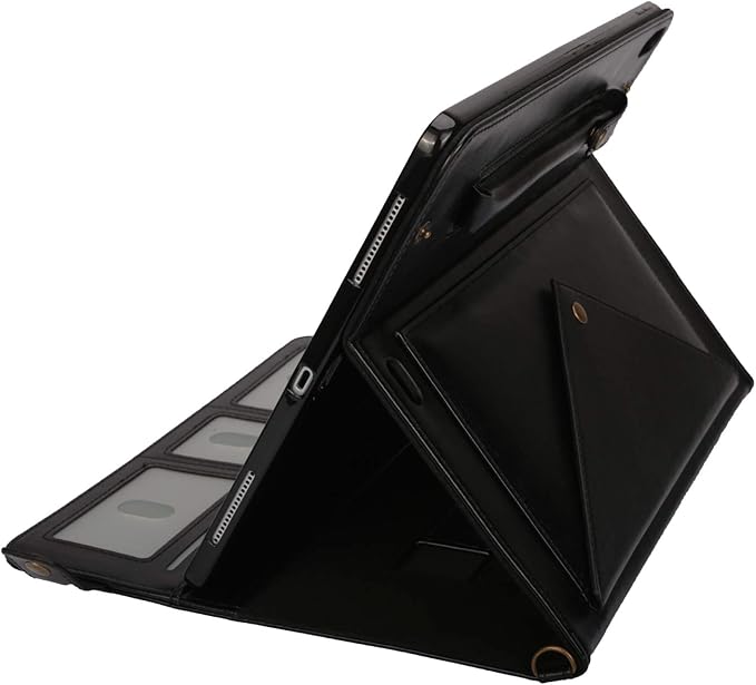 Handbag Case for Apple iPad 5/iPad 6 9.7", iPad Air 1st/2nd Generation Cases, Techcircle Folio Stand Crossbody Wallet Case with Pencil Holder, Hand Strap & Shoulder Strap Soft Protective Cover, Black