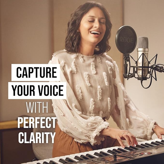 RØDE NT1 5th Gen Large-Diaphragm Studio Condenser Microphone - XLR & USB Outputs - Shock Mount & Pop Filter Included - Music Production, Vocal Recording, Podcasting - Black - Professional Audio