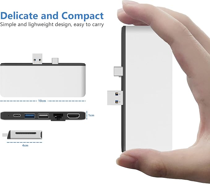 Surface Pro 7 Hub Docking Station with 4K HDMI Adapter+100M Ethernet LAN+ USB C Audio & Data Transfer Port + USB Port* 2+SD Card Reader Converter Combo Adaptor for Surface Pro 7