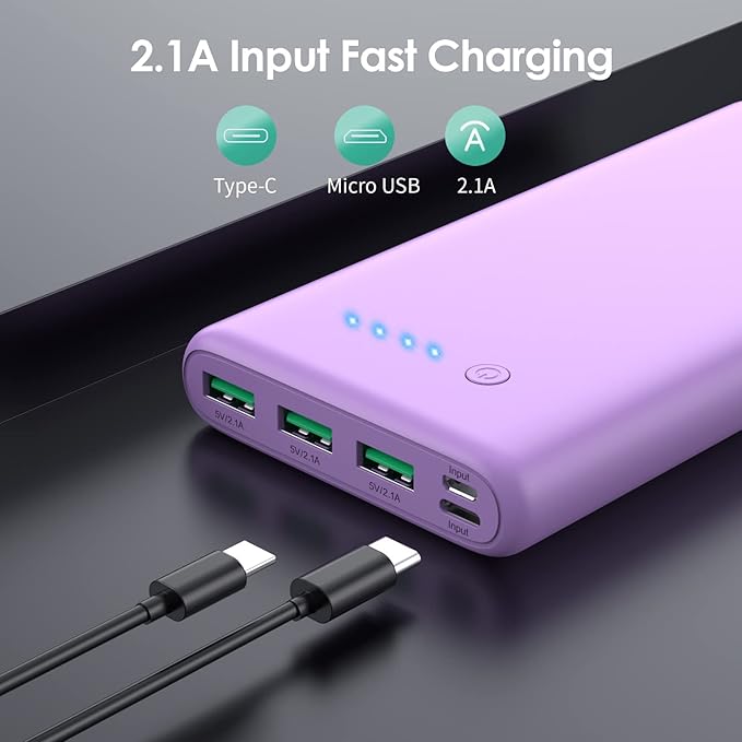 Portable Charger 36800mAh Power Bank,PD Fast Charging USB C External Battery Pack,4 Outputs 2 Inputs Travel Essentials Portable Phone Charger for iPhone 17/16/15/14/13/12,Galaxy S24 Android Phone etc