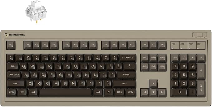 FL·ESPORTS OG104 Retro Tri-Mode Mechanical Keyboard, Full-Size Gasket Mount Gaming Keyboard, Hot Swappable, SA Profile PBT Keycaps, 4000mAh for Mac/PC - Tactile Switches | Brown