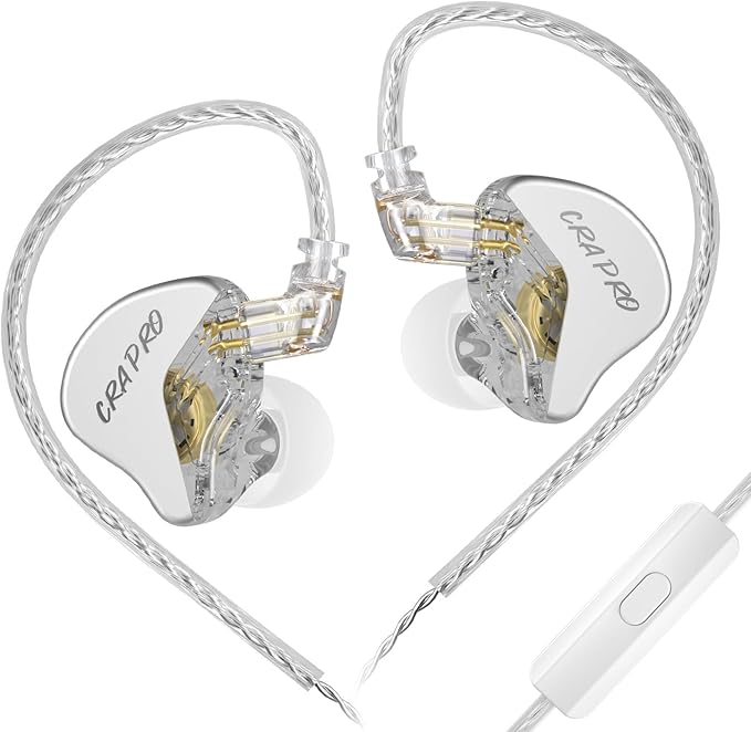 CCA CRA PRO in Ear Monitor Headphones, Ultra-Thin DLC Diaphragm Dynamic Driver Gaming Earbuds, Clear Sound & Deep Bass, IEMS for Singer Musicians Drummers DJ
