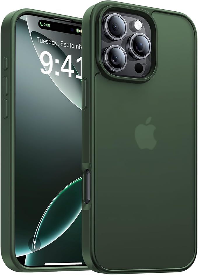 for iPhone 16 Pro Max Case, [Military-Grade Drop Protection][Anti-Yellowing] Shockproof Protective Translucent Matte Cover for iPhone 16 Pro Max Phone Case,Alpine Green