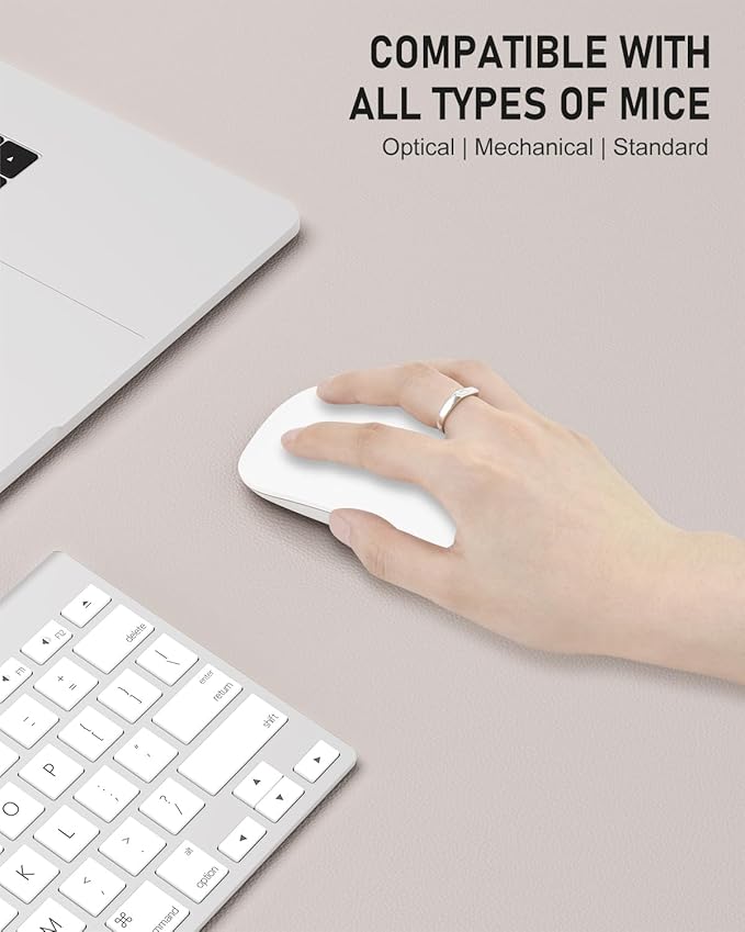 Desk Pad, 23.6" x 13.8" PU Leather Non-Slip Desk Mat Large Mouse Pad for Desktop, Waterproof Laptop Computer Writing Mat for Office, Home, Work, Gaming, Beige Gray