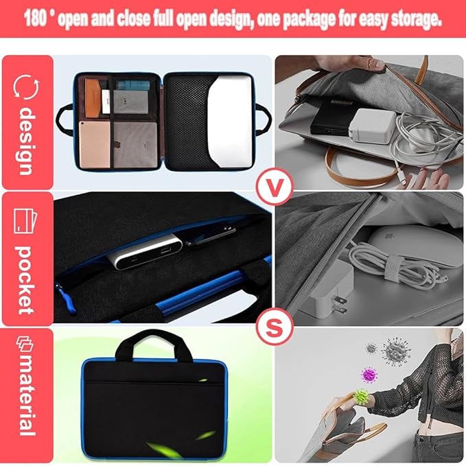 Hseok Laptop Case 13.3-14 Inch Sleeve,TSA Shockproof Computer Handbag,Compatible with MacBook Neo/Pro 14 M5/M4/M3/M2/M1,All Models 13.3" MacBook Air/Pro,XPS 13/14,Most 13-14 Notebooks,Blue Edge