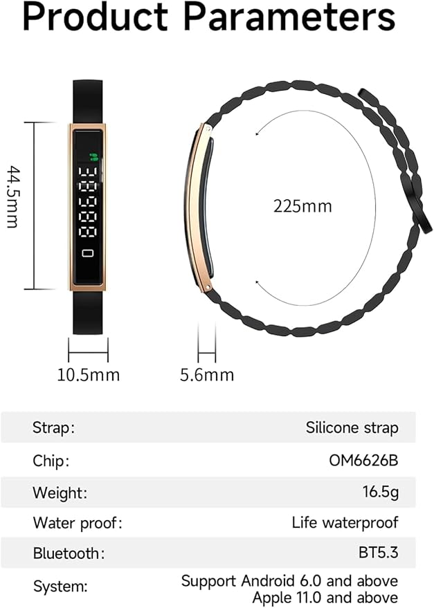 Health Smart Bracelet,Fitness Tracker with Heart Rate, Sleep Monitoring, Blood Oxygen, Step Counting for iOS and Android, No Subscription Fee, Waterproof(Silver)