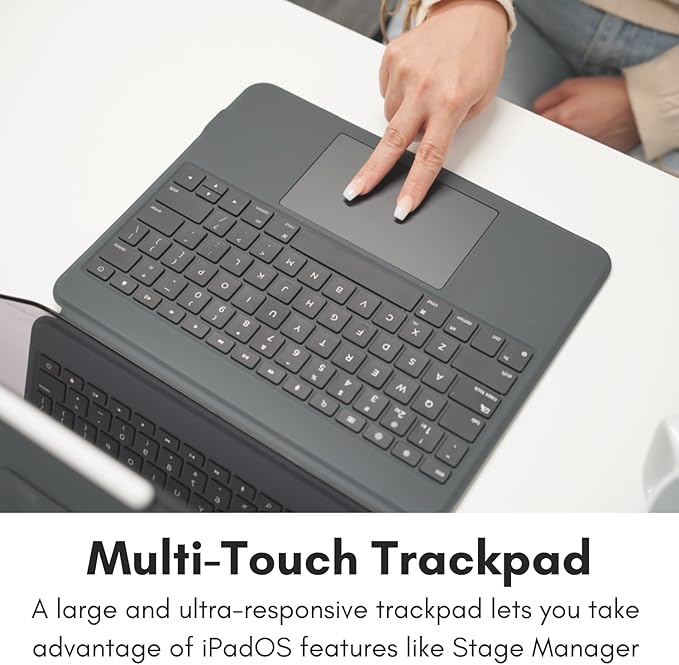 Macally iPad Air 13 Inch Case Keyboard (M3, 2025/M2, 2024) |iPad Pro 12.9 Keyboard Case (5/6th Gen) with Large Trackpad, Multi Angle View Stand Apple Pencil Holder, Backlit, Detachable