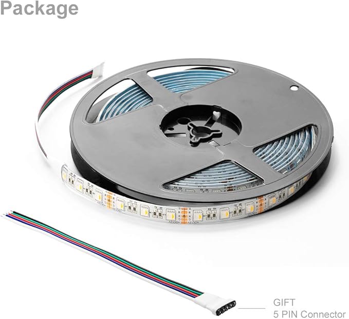 BTF-LIGHTING RGBW LED Strip Lights,UL Listed,5050 4 Colors in 1 RGB + 2700K-3000K Warm White,24V DC,16.4ft/5m 60LEDs/m 12mm White PCB, IP65 Waterproof for Home Decoration(No Adapter or Controller)
