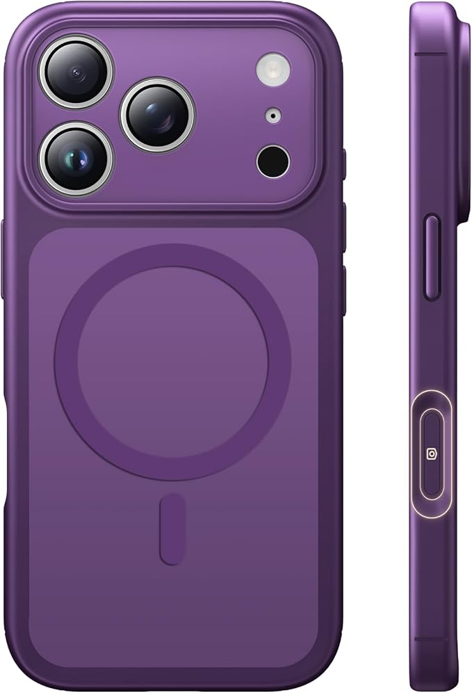 TAURI for iPhone 17 Pro Case, Compatible with MagSafe, (Full Camera Protection) Camera Control Cover Solid-Color Matte Magnetic Phone Case for 17 Pro 6.3", Purple