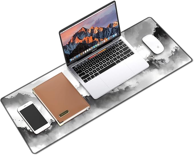 Galdas Mouse Pad for Gaming,XXL XL Large Mouse Mat Long Extended Mousepad Desk Mat Non-Slip Rubber Mice Pads Stitched Edges Thin,Black Ink Background (31.5 x 11.8 x 0.12 Inches)