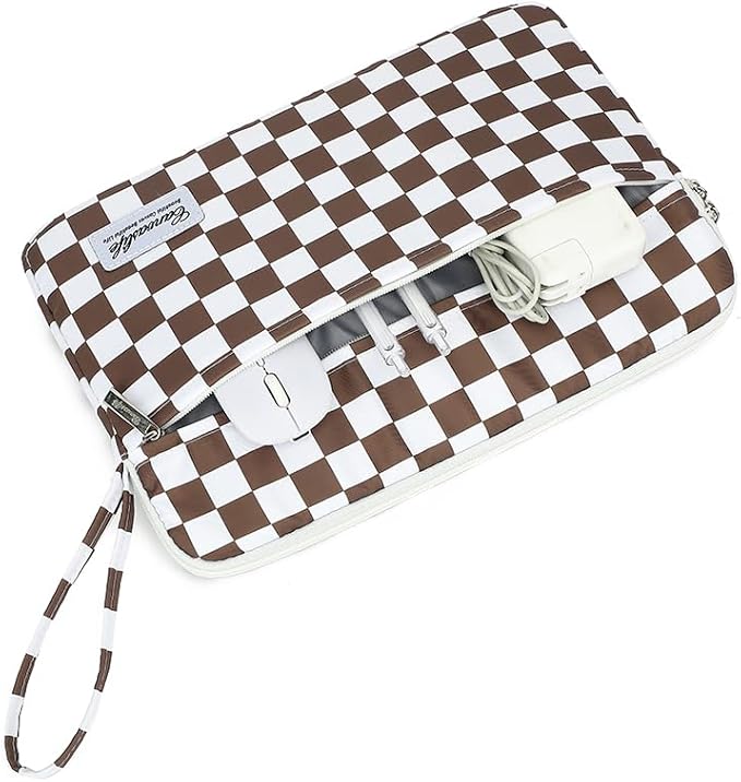 15.6-inch Notebook case, Waterproof and Shockproof Protective Computer case, can be Used to Cover Shopping cart Cases. The Notebook is Compatible with Lenovo, ASUS and HP (Brown Checker)