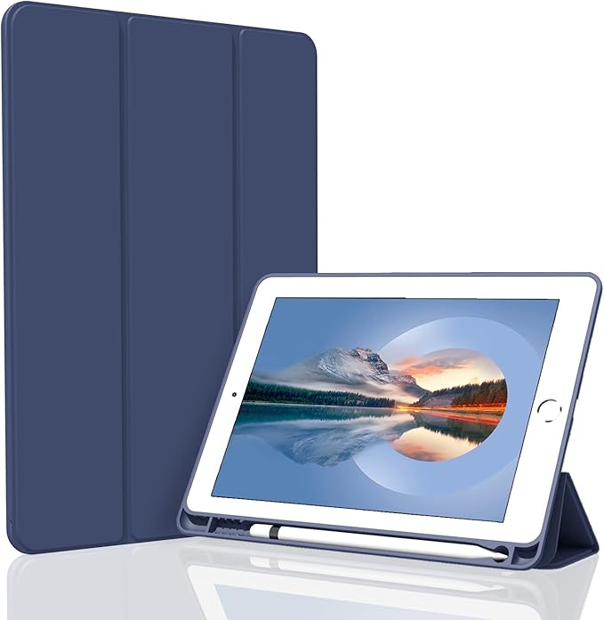 Case for iPad Air 3 / Pro 10.5 Inch, Lightweight Slim Soft TPU Trifold Stand Smart Cover, Auto Sleep/Wake Case with Pencil Holder for iPad Air 3rd Generation/Pro 10.5 - Navy Blue