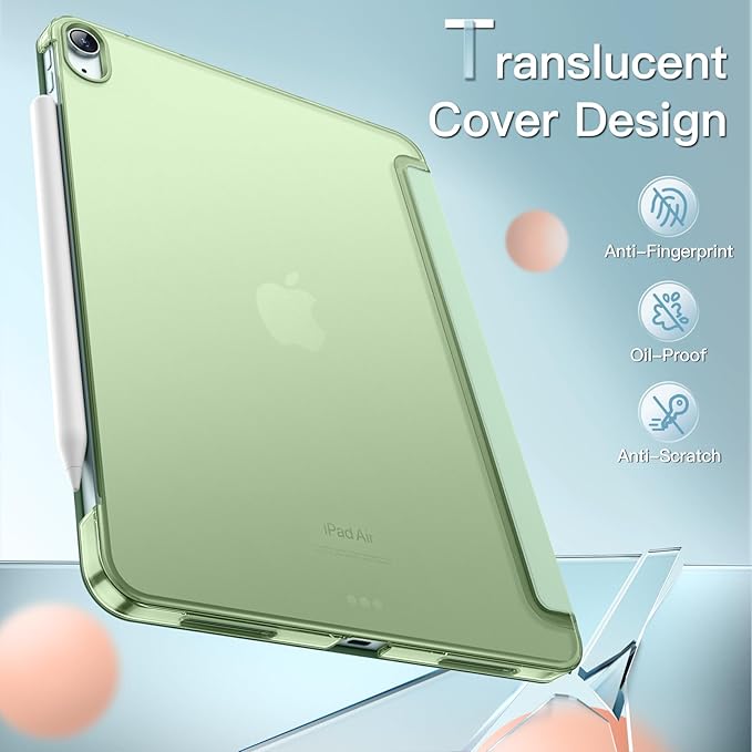 JETech Case ONLY for iPad Air 11-Inch M4/M3/M2 (2026/2025/2024), iPad Air 5/4 (2022/2020 5th/4th Generation 10.9-Inch), Slim Stand Hard Back Shell Cover with Auto Wake/Sleep (Green)