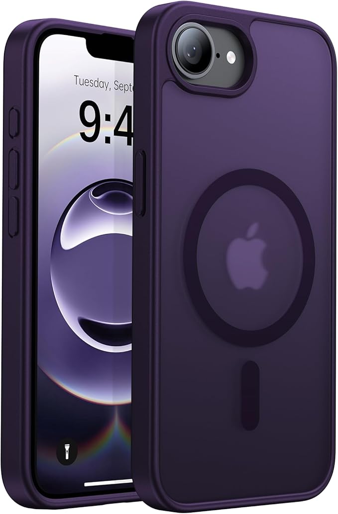 Eastinbox Magnetic Shockproof for iPhone 17e & iPhone 16e Case [Compatible with MagSafe] [Military-Grade Protection] Anti-Yellowing, Matte Protective Phone Case for iPhone 17 e/16 e 6.1", Purple