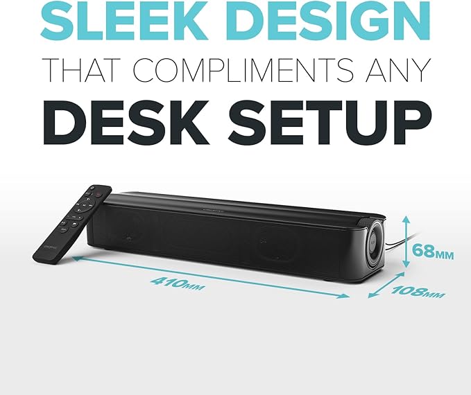 Creative Stage SE 2.0 Bluetooth Sound Bar Speaker - Black - Under Monitor - USB - 1 Pack
