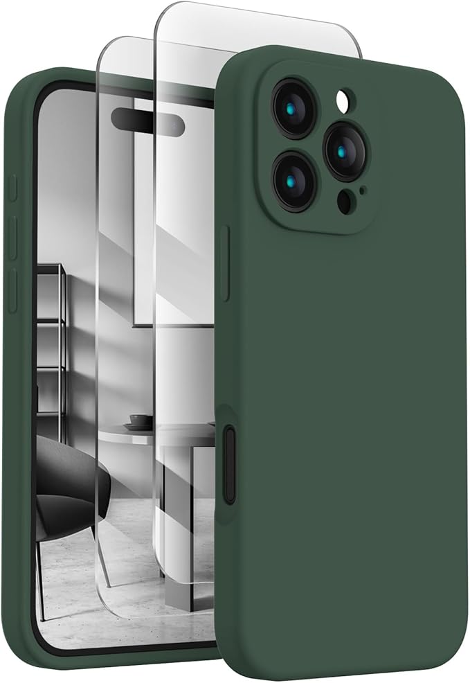 FireNova Designed for iPhone 16 Pro Max Case, Silicone Upgraded [Camera Protection] Phone Case, Soft Anti-Scratch Microfiber Lining Inside, 2024, Alpine Green