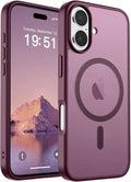 SUPFINE Magnetic for iPhone 17 Case (Compatible with MagSafe)(Military Grade Drop Protection) Translucent Matte Shockproof with Anti-Fingerprint Phone Cover 2025,Wine Red