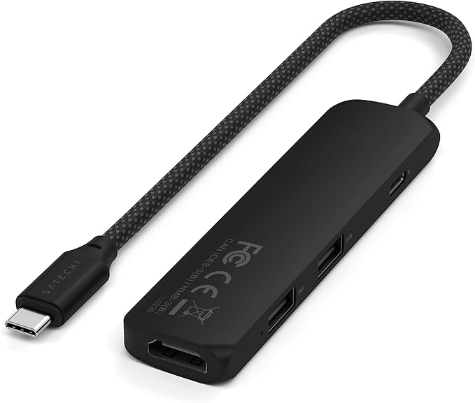 Satechi 4 in 1 USB C Hub Multiport Adapter with HDMI 4K@60Hz, 100W PD Charging, 2X USB-A Data Ports for MacBook Air/Pro/Neo, iPad Air/Pro, Windows – Black