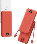 10000mAh Ultra-Portable-Charger-Power-Bank with Built in Cables&AC Wall Plug, PD20W USB-C Fast Charging Cell Phone Charger Battery Pack,LED Display Travel Battery Bank for All iPhone,Samsung,Android