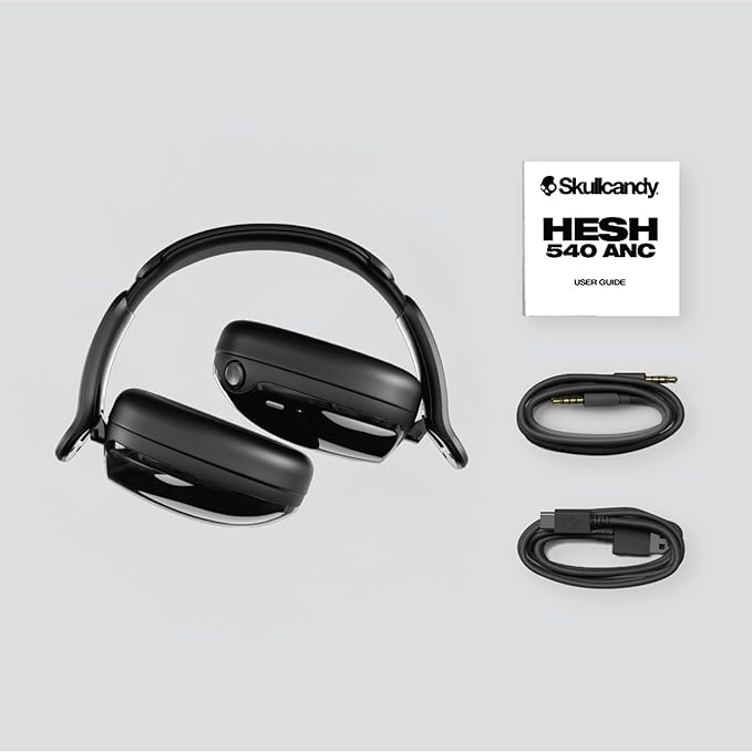 Skullcandy Hesh 540 ANC Wireless Over-Ear Bluetooth Headphones with THX Spatial Audio, Active Noise Cancelling, Personalized Sound, Up to 65 Hours Battery, Microphone for iPhone Android - Bone