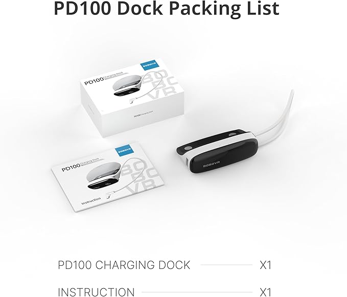 BOBOVR PD100 2-in-1 Charging Dock & 30W USB-C PD Power Bank for B100 Battery – Two-Way Fast Charge, Built-in Cable, Multiple Ports (Dock Only Without Battery)