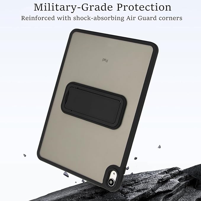 Shockproof Case for iPad (A16) 11th/10th Generation 10.9 inch 2025/2022, Kickstand Slim Fit Rugged Bumper Lightweight Anti-Scratch Bumper Case Cover for iPad 11th/10th Gen, Black