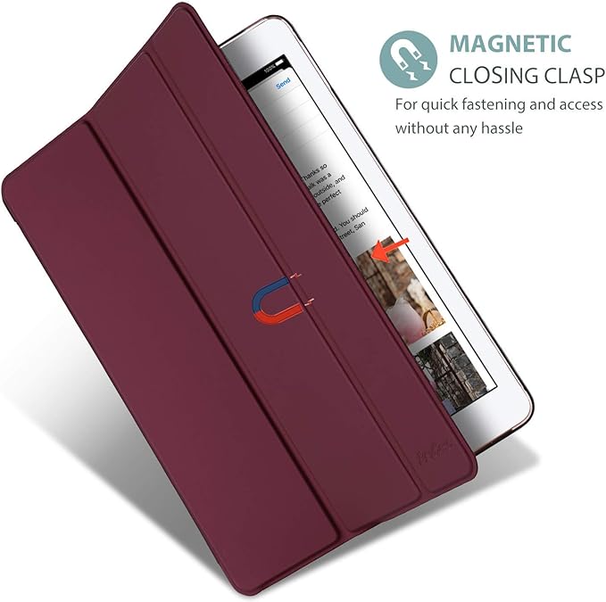 ProCase Smart Case for iPad 9.7 Inch iPad 6th/5th Generation 2018 2017(Model: A1893 A1954 A1822 A1823), Ultra Slim Lightweight Stand Cover with Translucent Frosted Back -Wine