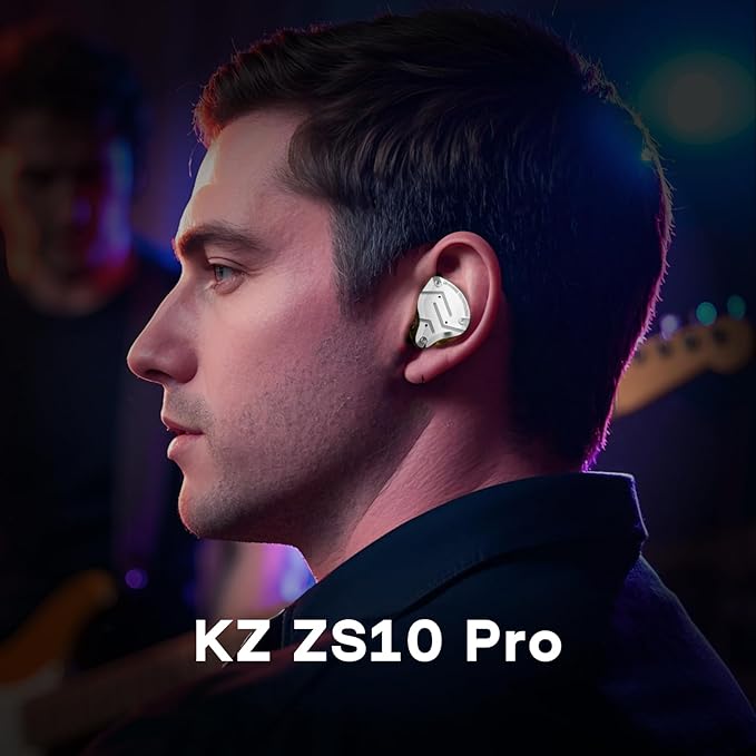 Linsoul KZ ZS10 Pro, 4BA+1DD 5 Driver in Ear Monitor, HiFi Wired Earbuds, Gaming Earbuds, Hybrid IEM Earphones with Stainless Steel Faceplate, Detachable Cable for Musician(with Mic, Black)