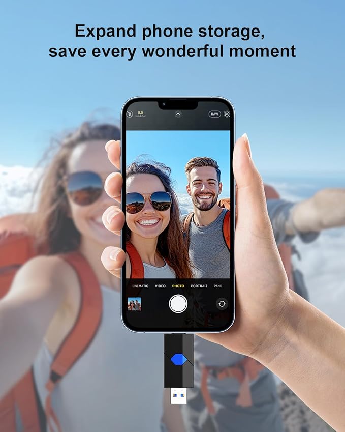 128GB USB Flash Drive JUANWE Type C & Type A Dual Port USB USB 3.1 Thumb Drive 150MB/s High Speed Transfer Memory Stick for Phone, Laptop, Tablet, Blue
