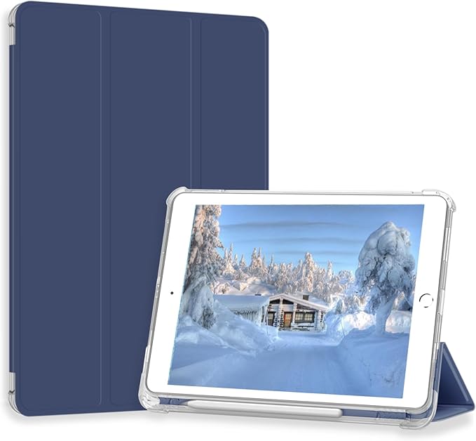 Case for iPad Pro 9.7 Only(Old Model 2016), Lightweight Slim Auto Sleep/Wake Trifold Stand Smart Cover, Soft TPU Frosted Translucent Back Pencil Holder Case for iPad Pro 9.7 Inch, Navy Blue