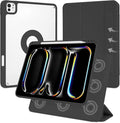 Case for iPad Pro 11 inch M5/M4 (2025/2024, 6th/5th Generation), Removable and Detachable Magnetic Cover with Pencil Holder, Vertical Adjustable Stand, Tri-Fold Multi-Angle, Black