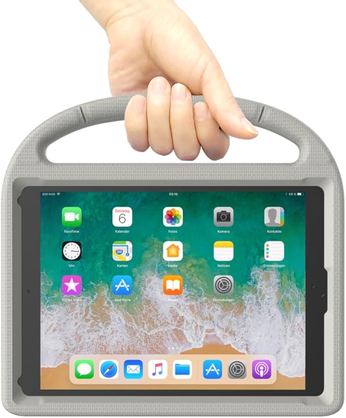 SUPLIK Kids Case for iPad 5th/6th Generation (9.7-inch, 2017/2018), iPad Air 2 Case with Screen Protector, iPad Pro 9.7 Durable Shockproof Protective Cover with Handle Stand for Kids, Gray