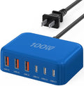 [2026 Updated] USB C Fast Charger, 100W GaN 6 Port Type C Charging Station Hub Block Cube, USB C Wall Charger Power Strip Adapter Plug for iPad iPhone 17 16 15 14 Pro Max Pixel Note Galaxy, 5ft Cord