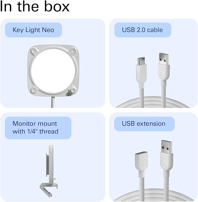 Elgato Key Light Neo – Professional Video Call Light, No Glare, Adjustable Monitor Mount, Manual or Wi-Fi Control, Office/Streaming, Teams/Zoom/Slack/Twitch/Youtube – Plug-’n-Play on Laptop, PC, Mac