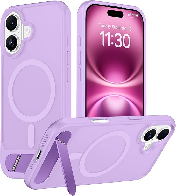 Magnetic Compatible with iPhone 16 Plus Case, [Built-in Invisible Kickstand][Compatible with MagSafe][Military Grade Shockproof] Slim Translucent Matte Phone Case for iPhone 16 Plus 6.7"