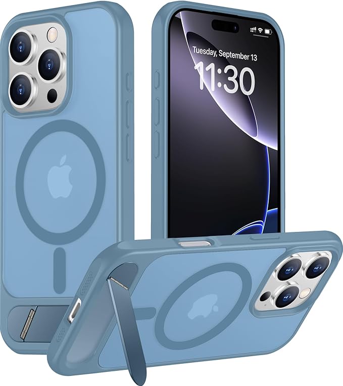 Magnetic Compatible with iPhone 16 Pro Max Case, [Built-in Invisible Kickstand][Compatible with MagSafe][Military Grade Shockproof] Slim Translucent Matte Phone Case for iPhone 16 Pro Max 6.9"